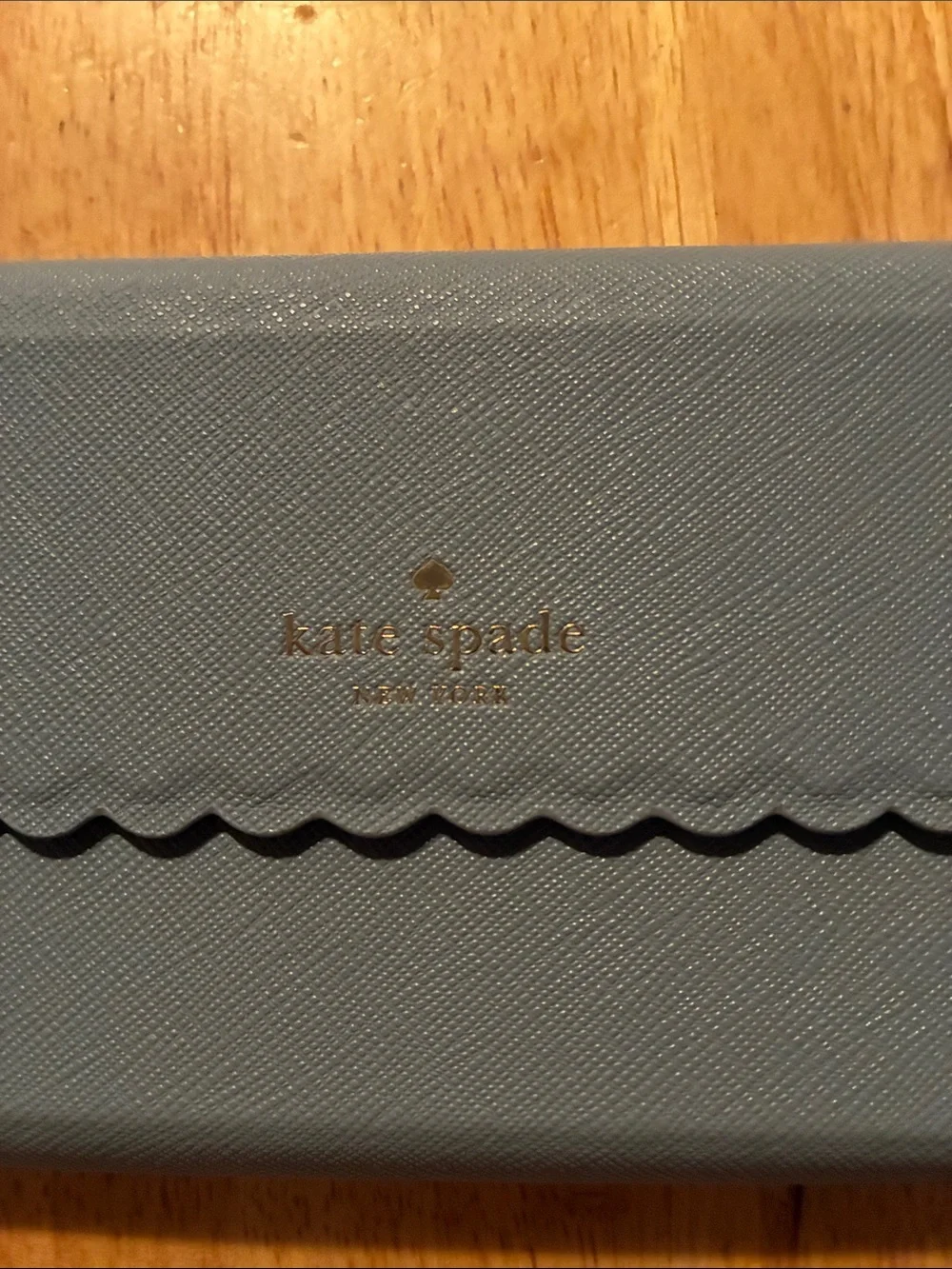 New without tags-kate spade Light Blue Scalloped Wristlet Clutch